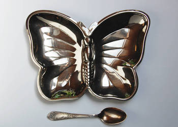 Patera motyl, stal, lata 80, Niemcy, vintage, design