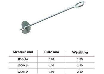 Kotwa ocynk 14x 80 do sadu, winnicy