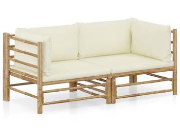 vidaXL 2-cz. zestaw mebli do ogrodu, kremowe poduszki(v)