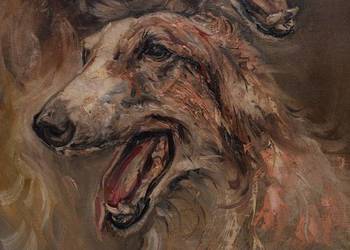 J. Fałat - Charty - Psy Myśliwskie Pies Chart - Myśliwski Stary Obraz