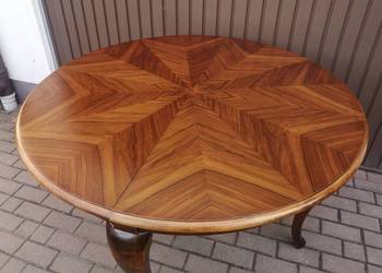 Stół Okrągły Rozkładany Orzech 125 Zgrabny Antyk Stary Po Renowacji.