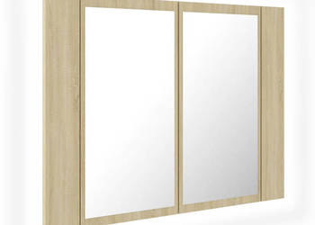 Szafka łazienkowa z lustrem i LED dąb sonoma 60x12x45 akryl WM-804959