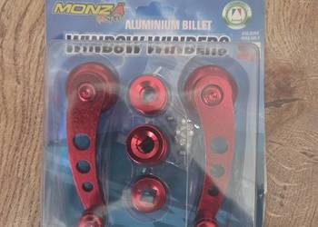 Uniwersalne korbki do szyb samochodowych MONZA aluminiowe czerwone 2 szt.