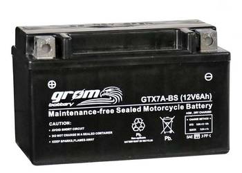 Akumulator motocyklowy GROM GTX7A-BS YTX7A-BS 12V 6Ah 120A L