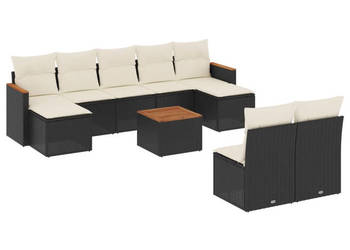 10-cz. zestaw wypoczynkowy do ogrodu poduszki czarny rattan PE WM-3226378
