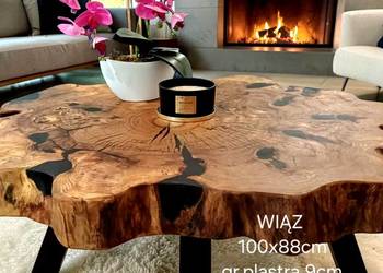 Stolik kawowy PIĘKNY OKAZ LIVE EDGE LOFT plaster drewna loft