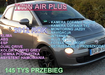 Fiat 500 Kamera tyl i przód_Poł Skóry_Kima internet Led_Navi_Ciemna_Pods