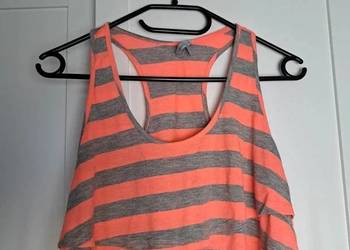 Lużny top Charlotte Russe w paski neonowo-pomarańczowe i szare