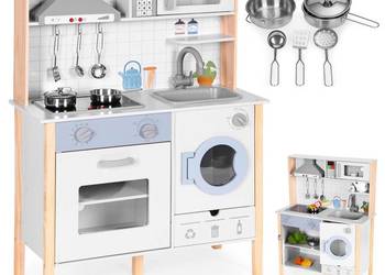 Drewniana kuchnia dla dzieci ECOTOYS, 93.5 cm, dźwięki gotowania, LED, 3+