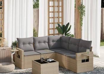 vidaXL 6-cz. zestaw mebli ogrodowych z poduszkami, beżowy(SKU:3252496)