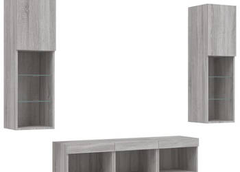 5-częściowy zestaw mebli TV z LED szary dąb sonoma WM-3216609