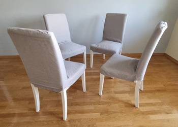 4x KRZESŁO IKEA HENRIKSDAL białe szare krzesła zdejmowane pokrowce