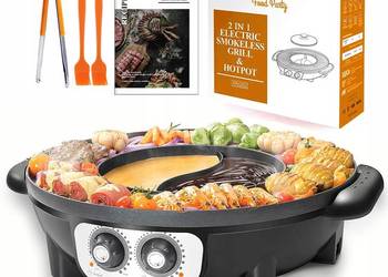 FOOD PARTY Elektryczny Garnek Grill 2w1 BBQ Fondue Raclette XXL 8 Osób