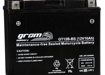 Akumulator motocyklowy GROM GT12B-BS YT12B-BS12V10Ah 180A L+
