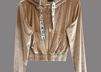 Damska bawełniana beżowa bluza welurowa z długim rękawem La Pia 40/L