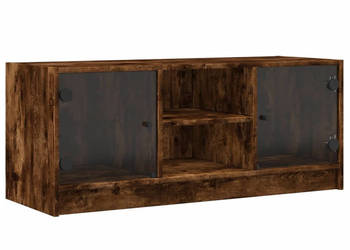 Szafka TV ze szklanymi drzwiami przydymiony dąb 102x37x42 cm WM-836375
