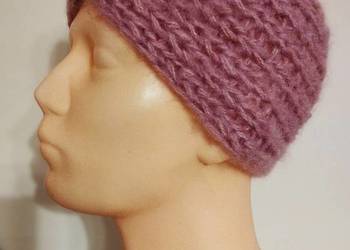 Szeroka opaska na głowę, turban, pudrowy róż
