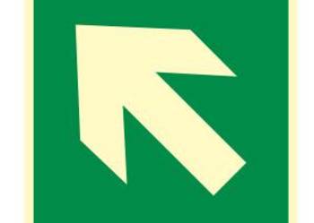 Naklejka BHP kierunek drogi ewakuacyjnej(ukośnie w górę) FB065