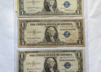O nr 4 – USA 1 Dollar Silver Certificate 1935 – 3 banknoty