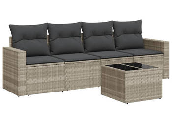 5-cz. zestaw mebli do ogrodu poduszki jasnoszary rattan PE WM-3218682