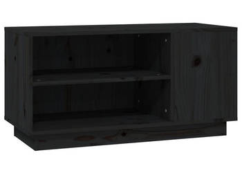 Szafka pod TV czarna 80x35x405 cm lite drewno sosnowe WM-814408