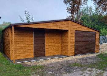 Garaż Blaszany drewnopodobny  7.5x5 z wnęką DARMOWY MONTAŻ
