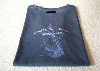 Granatowa koszulka Tatuum z żaglówką T-shirt, rozm. M vintage krótki rękaw