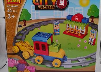 Klocki CITY TRAIN JUMEI – pociąg z torami, 40 elementów, kompatybilne, 3+