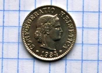 5 RAPPÓW ( 5 CENTYMÓW ) 1934 ROK - SZWAJCARIA