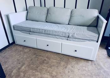 IKEA HEMNES Leżanka Łóżko z 3 szufladami, 2 materace , 3 poduszki białe Tra