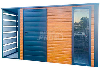 Schowek - Domek Ogrodowy 3x3 + wiata 0,7m - Drzwi - okno GP418