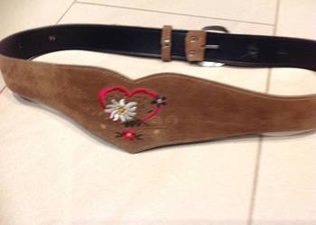 Pasek Skórzany Damski z Haftem rozm S - M/L Góralski Skóra Naturalna Zamsz