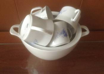 Zestaw porcelanowy, waza CHODZIEŻ+ 6szt bulionówek WŁOCŁAWEK