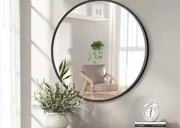 Piękne Kryształowe Lustro HD okrągłe lusterko czarne  średnica 40cm !