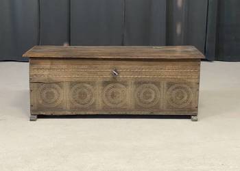 Antyczna skrzynia ludowa, Niemcy, XIX w., rzeźbiona