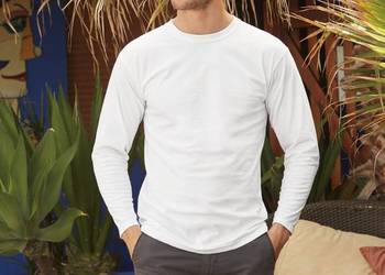 Męska koszulka t-shirt z długim rękawem long sleeve biała FRUIT of the LOOM