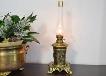 piękna cynowa LAMPA NAFTOWA stara