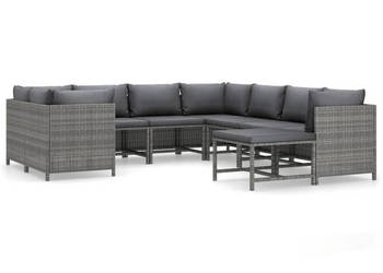 9-cz. zestaw wypoczynkowy do ogrodu poduszki rattan PE szary WM-3059765