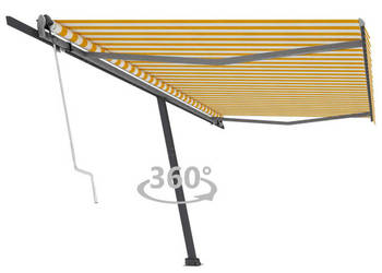 Wolnostojąca automatyczna markiza 500x300 cm żółto-biała WM-3069788