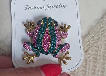 Broszka żaba kolorowa