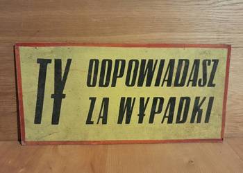 Stara tablica informacyjna BHP zabytek PRL zakładowa vintage