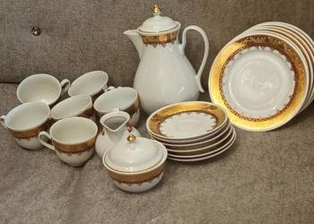 Stary,porcelanowy serwis kawowy z sygnaturą