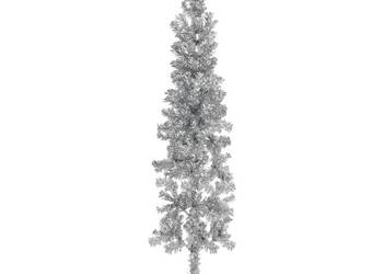 Smukła choinka połówka ze stojakiem sztuczna srebrna 120 cm WM-344594