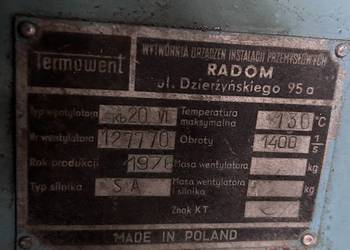 Wentylator przemysłowy odciągowy dmuchawa Termowent  FKb 20 VI
