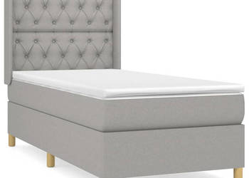 Łóżko kontynentalne z materacem jasnoszare tkanina 80x200 cm WM-3132185