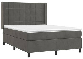 Łóżko kontynentalne z materacem i LED szary aksamit 140x190cm WM-3139560