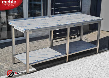 Stół przyścienny gastronomiczny z półką spawany na 6 nogach 2300x600x850 mm