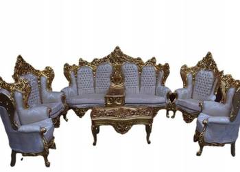 OGROMNY Komplet Wypoczynkowy Wypoczynek KRÓLEWSKI - Sofa + 4 Fotele + Stół