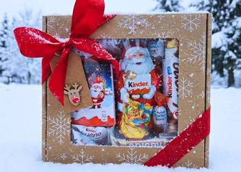 Prezent na Mikołajki i Święta - czerwony Box Kinder