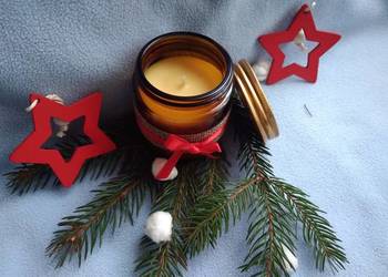 Świeca z wosku pszczelego miód malina